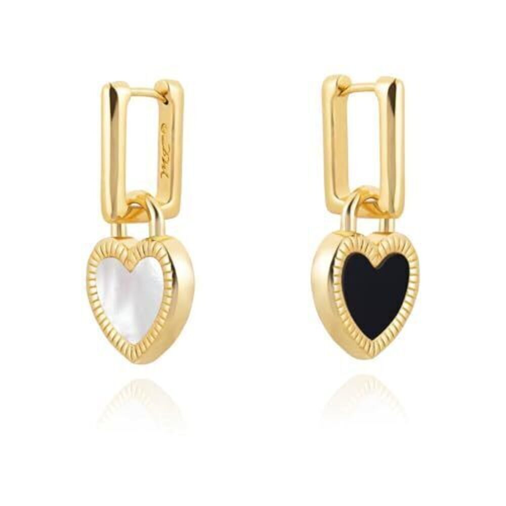 4620 Heart Dangle Earrings 14K 18K Gold Plated Reversible Convertible